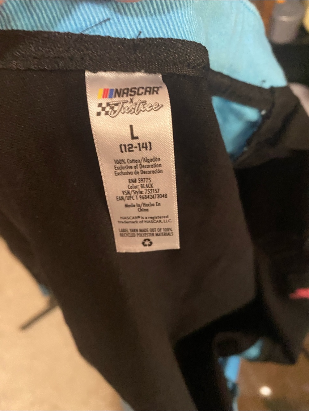NWT nascar x Justice Racing black blue pink denim bomber jacket L, XS - Picture 5 of 5